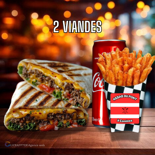 MENU TACOS 2 VIANDES XL